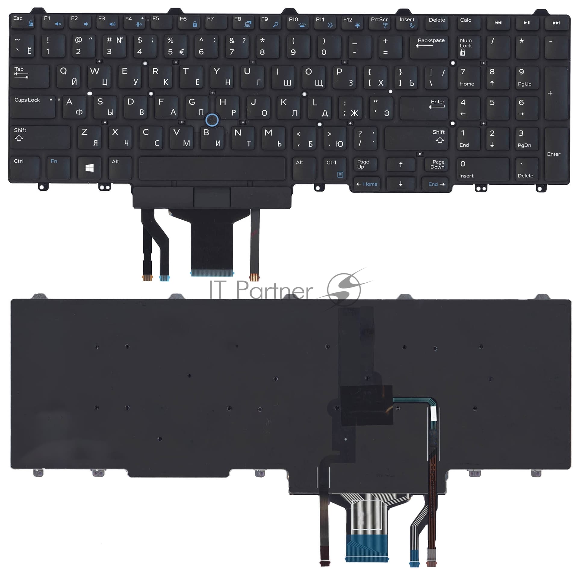 Клавиатура для ноутбука Dell Latitude E5550 E5570 черная без рамки с подсветкой (гор. Enter)