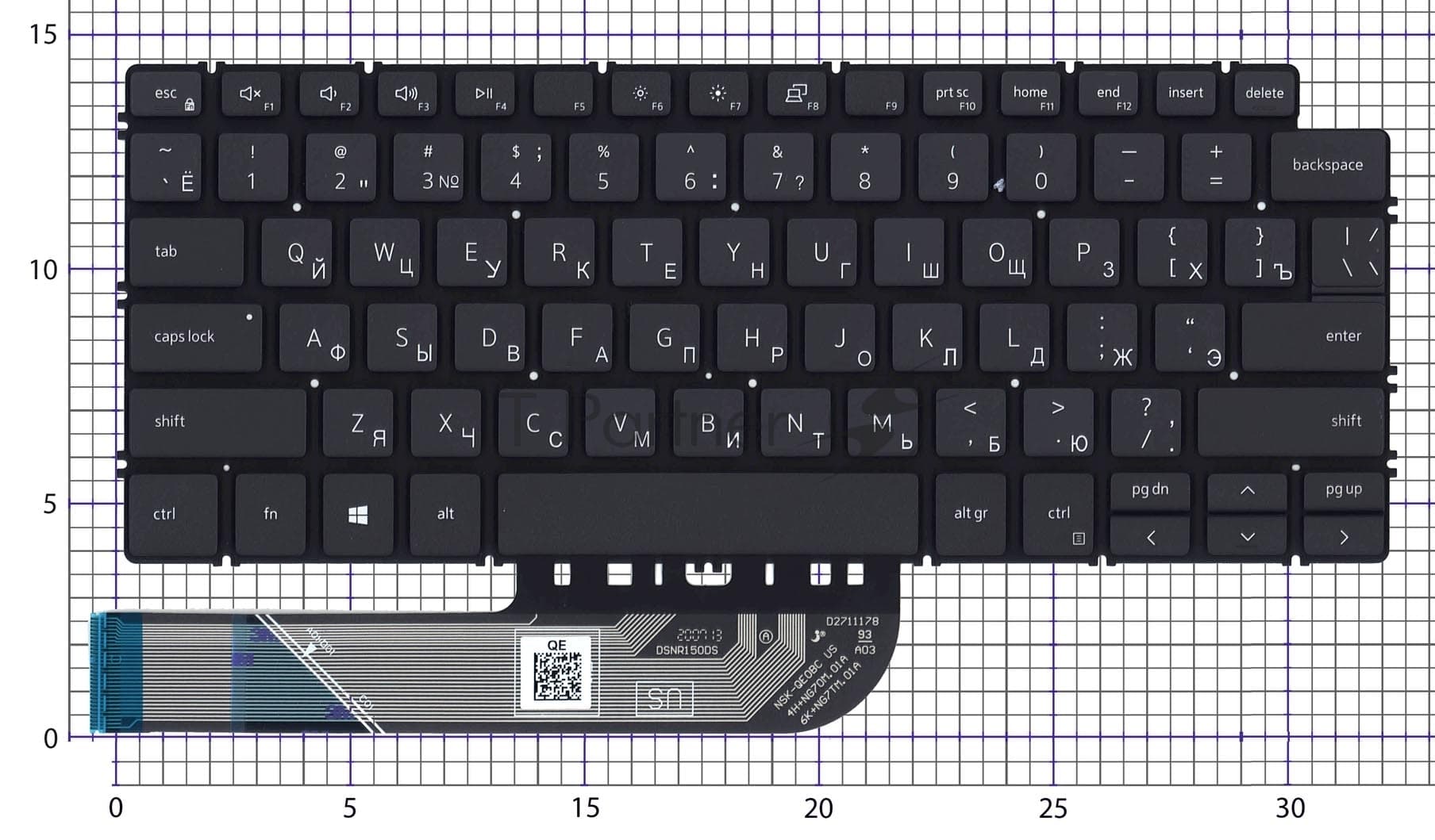 Клавиатура для ноутбука Dell Latitude 3301 черная без рамки