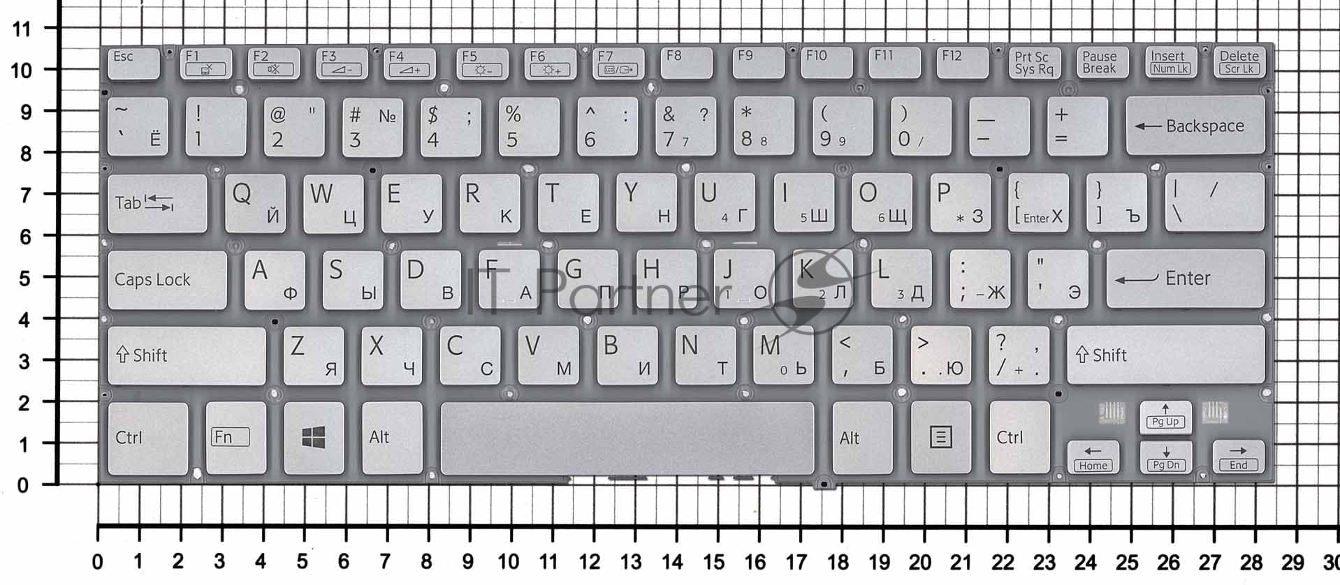 Клавиатура для ноутбука Sony SVF14N FIT серебристая с подсветкой