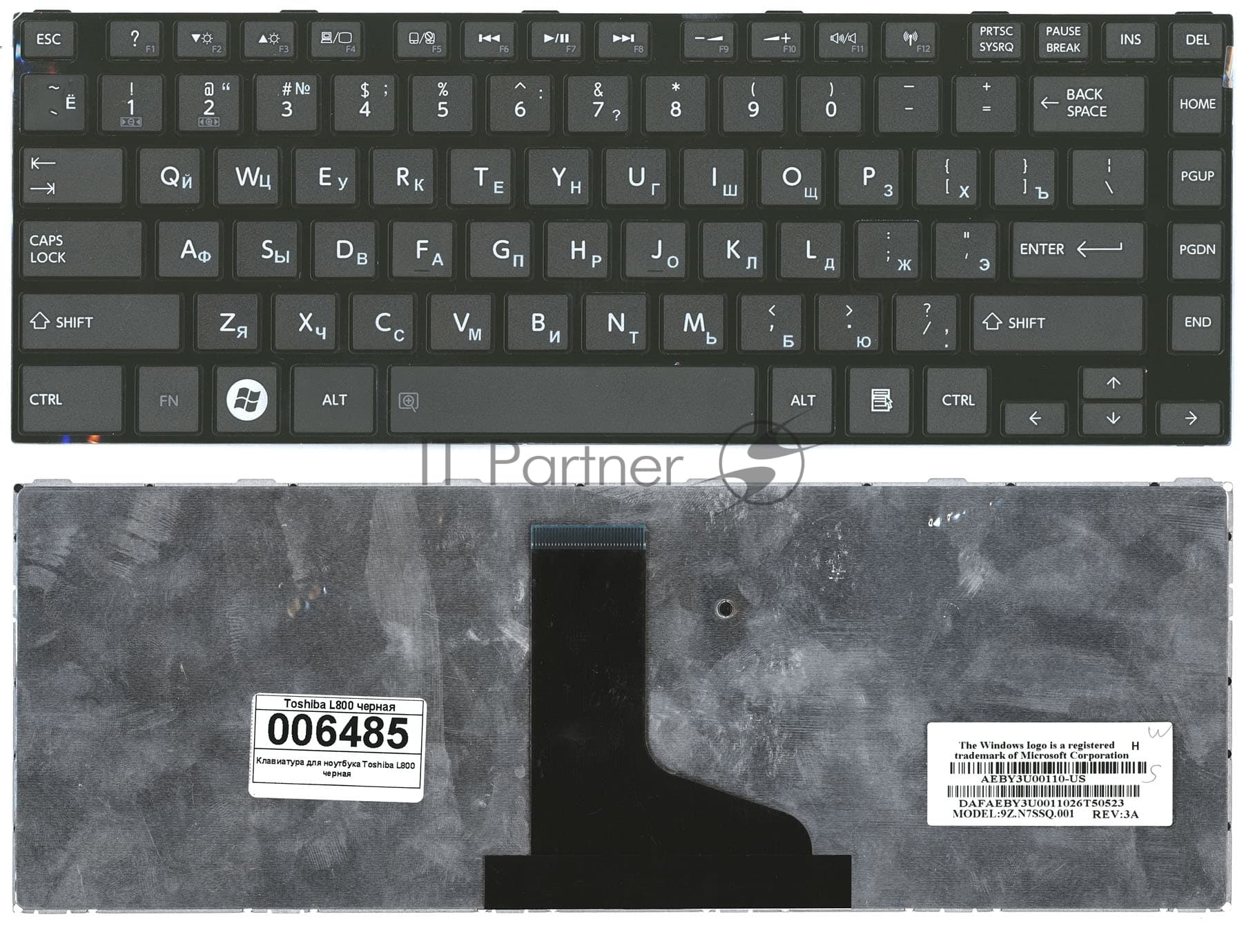 Клавиатура для ноутбука Toshiba L800 L830 черная с черной рамкой