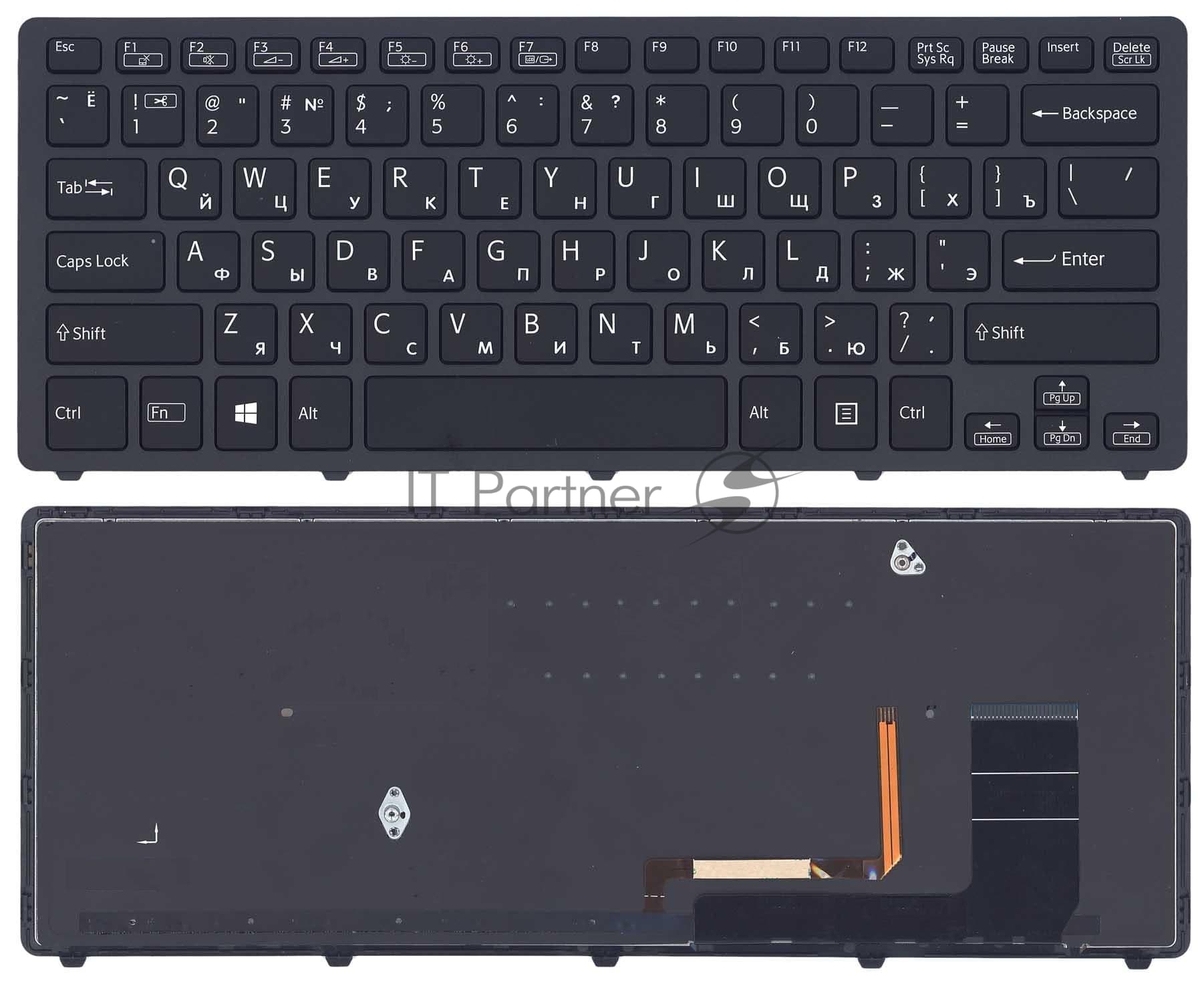 Клавиатура для ноутбука Sony SVF14N Flip черная с подсветкой