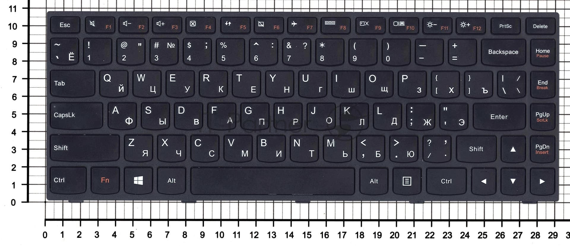 Клавиатура для ноутбука Lenovo Flex 2-14 G40-30 G40-70 черная с черной рамкой без подсветки
