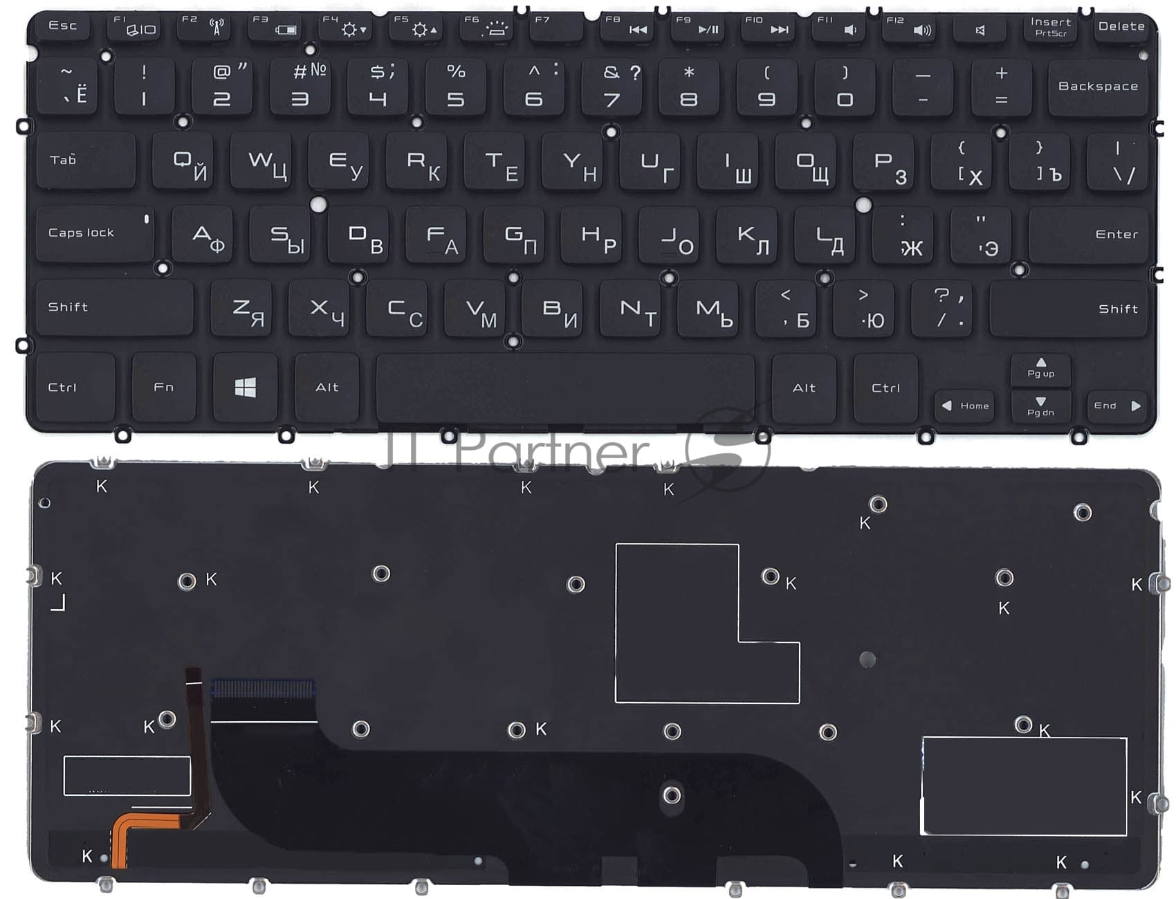Клавиатура для ноутбука Dell XPS 12 13 черная с подсветкой