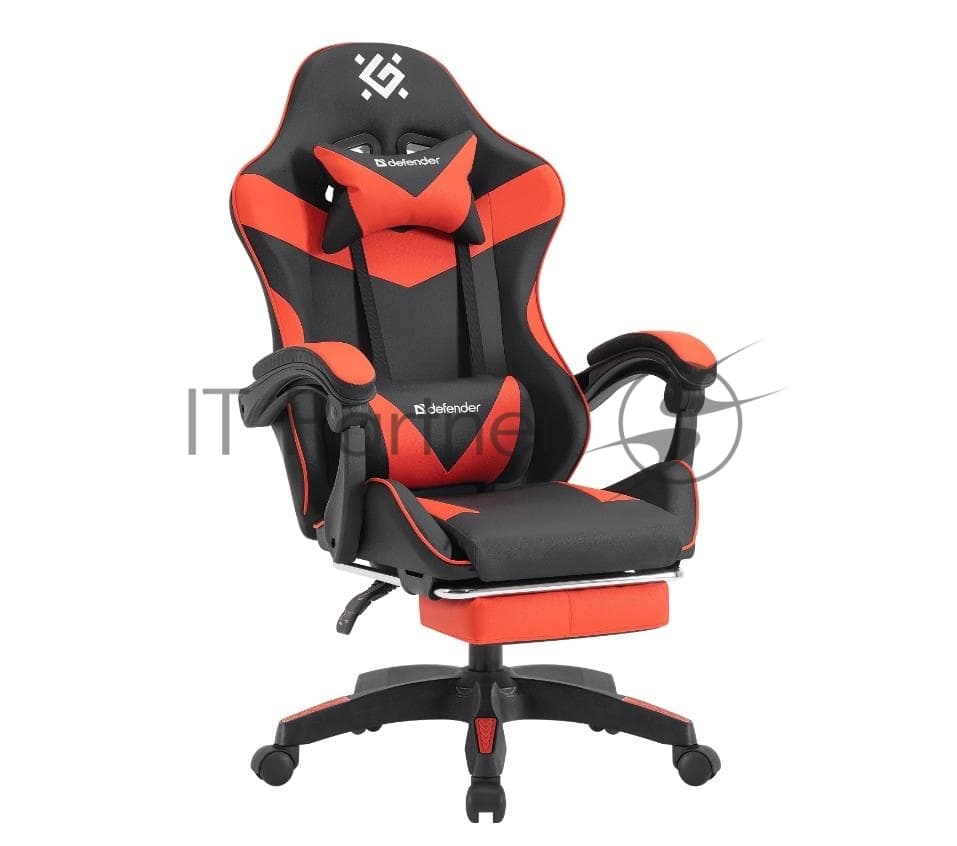 Кресло Defender TORNADO BLACK/RED черный/красный, экокожа