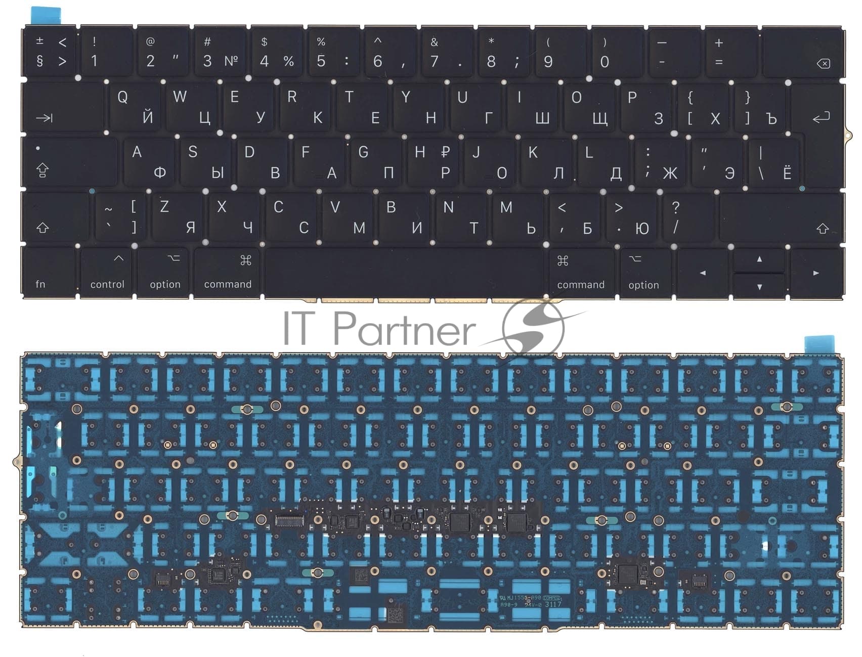 Клавиатура для ноутбука MacBook Pro 13 15 Retina A1706 черная с подсветкой большой Enter