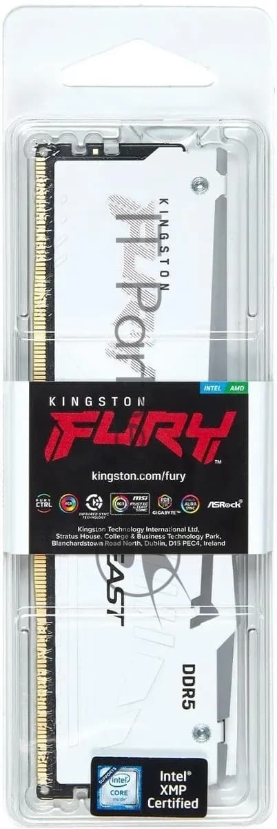 Память оперативная/ Kingston 32GB 6000MT/s DDR5 CL36 DIMM FURY Beast White RGB EXPO