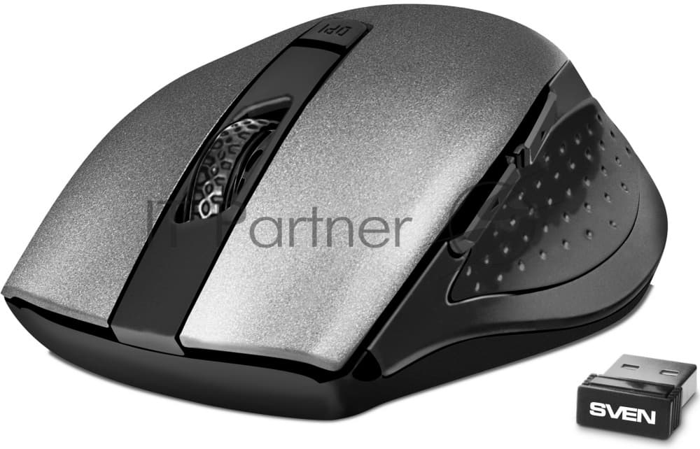 Мышь беспроводная SVEN RX-425W серый, 1600 dpi, радиоканал, USB, кнопки - 6