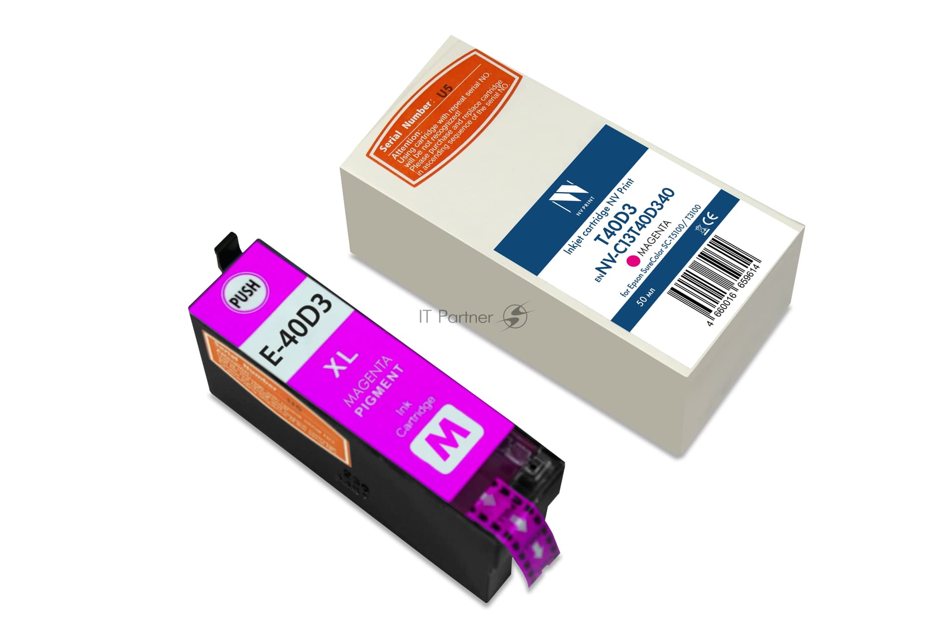 -/ Струйный картридж NV Print T40D3 (NV-C13T40D340) Magenta для Epson SureColor SC-T5100/T3100 (50 мл) совместимый