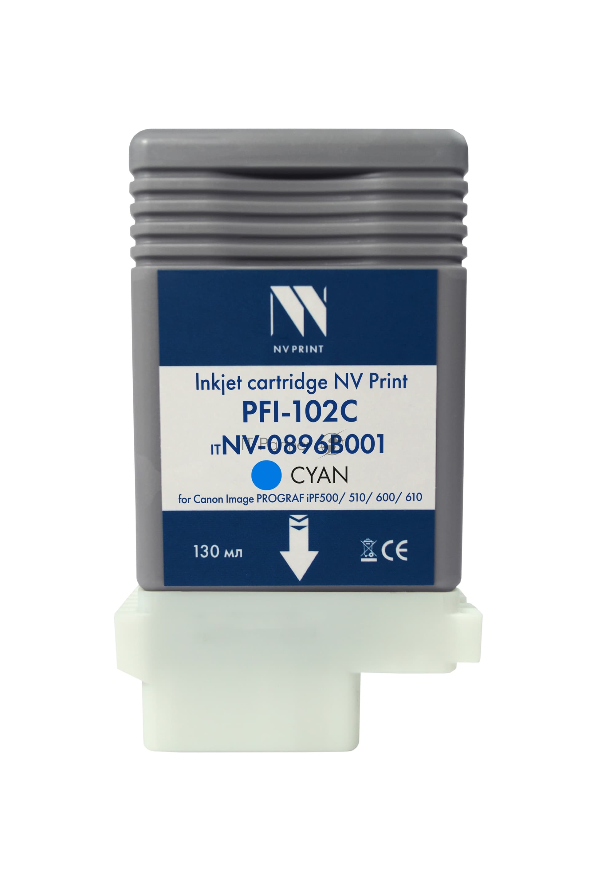 -/ Струйный картридж NV Print PFI-102С (NV-0896B001) Cyan для Canon ImagePROGRAF iPF500/510/600/610 (130 мл) совместимый