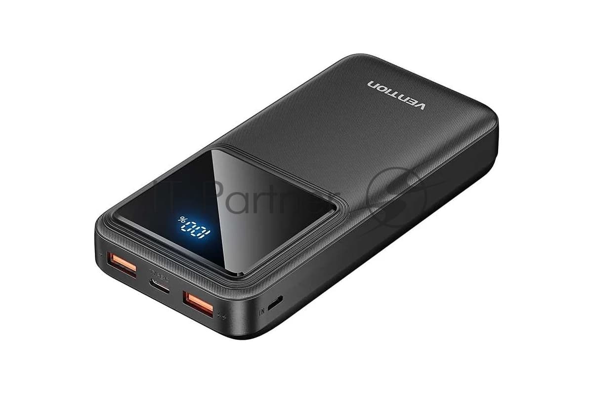 Power Bank Vention 20000mAh(M/C-A/A)22.5W Черный с LED Дисплеем