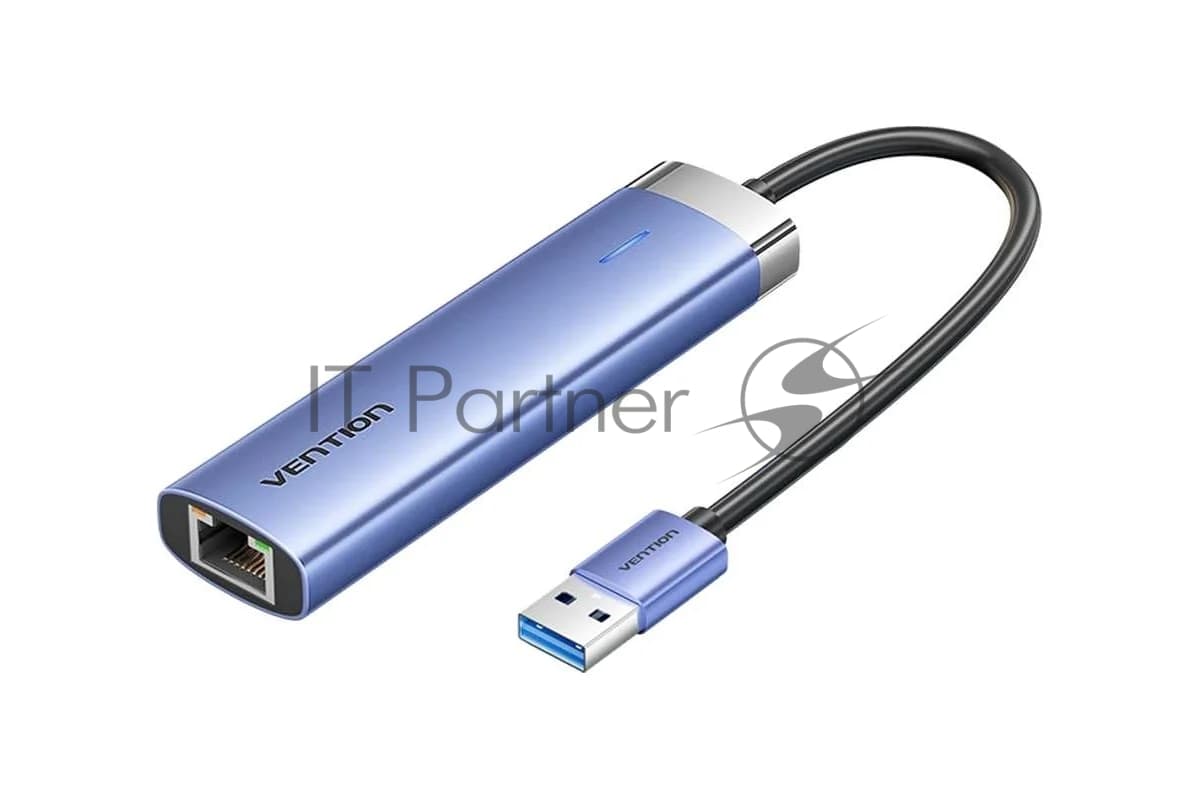 Сетевой адаптер Vention USB 3.0 M/Gigabit Ethernet RJ45+OTG хаб 3xUSB Синий - 0.15м.