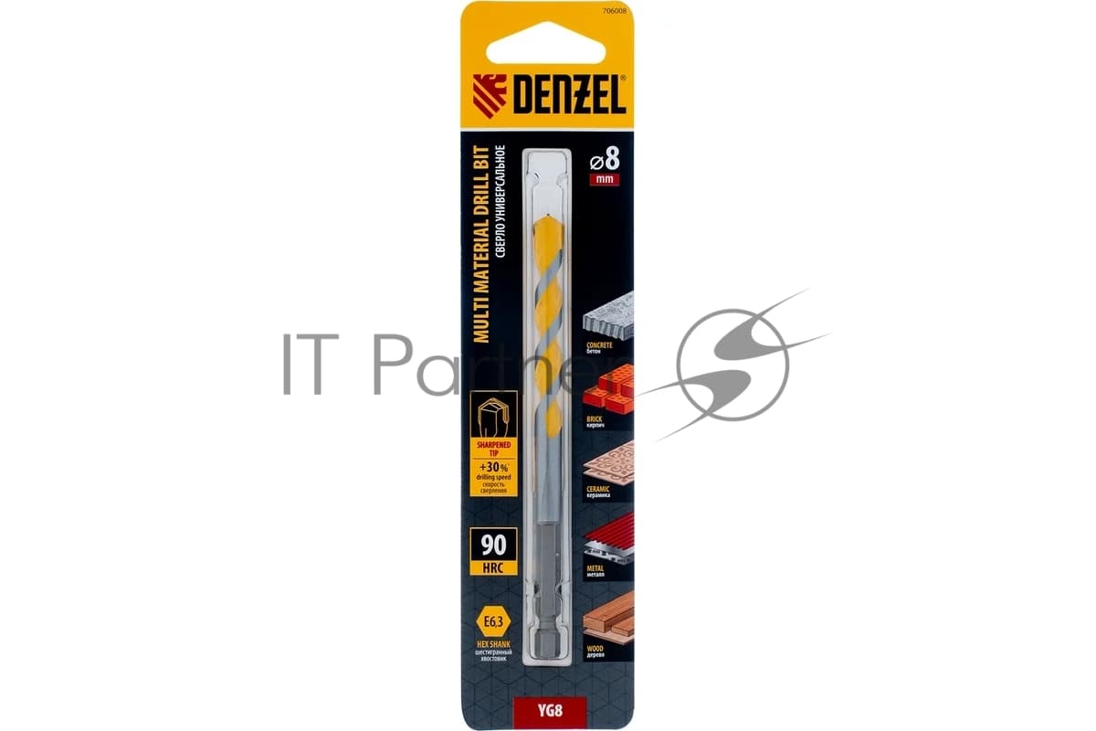 Сверло универсальное Denzel Multi cut, 8 мм
