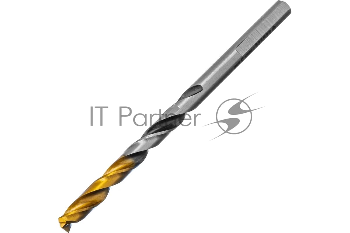 Сверло спиральное по металлу Denzel 5 x 86мм, Р6М5, Golden Tip, многогранная заточка