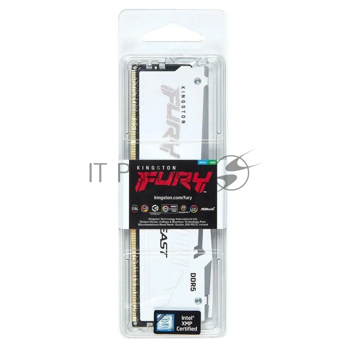 Оперативная память Kingston Fury Beast RGb, DDR5, 32Gb (1x32 Gb), 6000 MHz, CL30, радиатор, RGb, белый