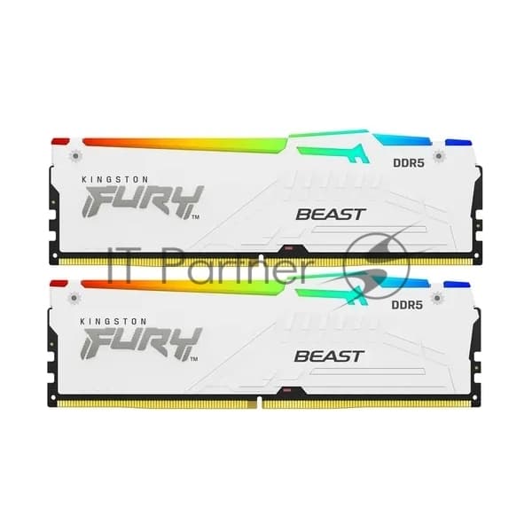 Память оперативная/ Kingston 32GB 6000MT/s DDR5 CL30 DIMM (Kit of 2) FURY Beast White RGB EXPO