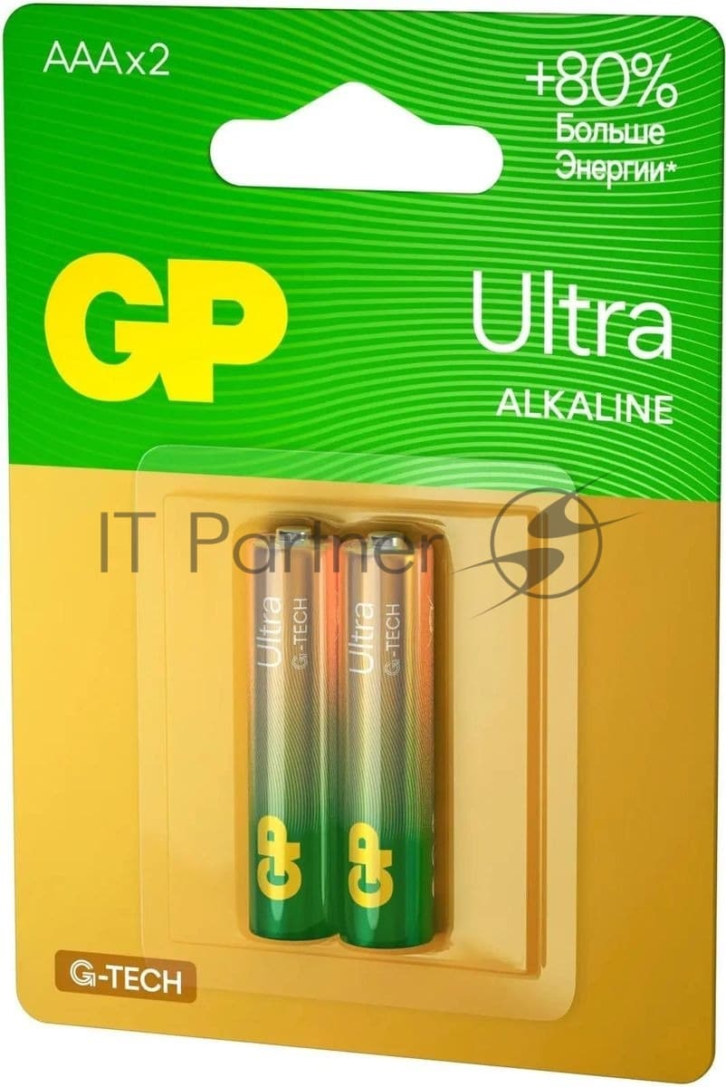 Алкалиновые батарейки GP Ultra Alkaline G-Tech 24А AАA - 2 шт. на блистере