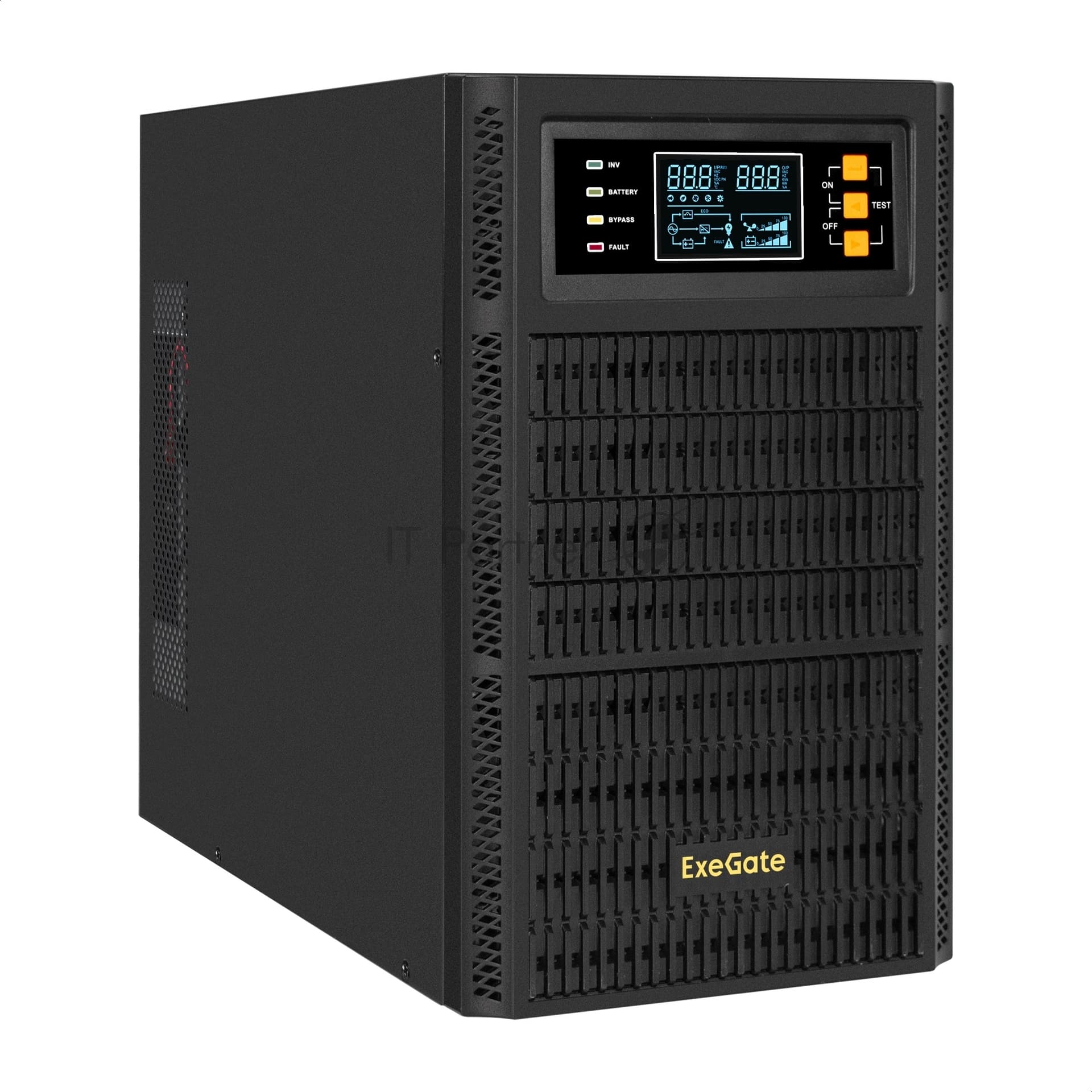 ИБП On-line ExeGate PowerExpert TL-2000.72V.LCD.AVR.4SH.USB.RS232.SNMP (2000VA/2000W, On-Line, PF=1, LCD, 4*Schuko, RS232, USB, SNMP-slot, батарея 12V 7.2Ah - 6шт, возможность подключения до 4 внешних батарейных блоков 72В, Tower, металлический <EX297170RUS>