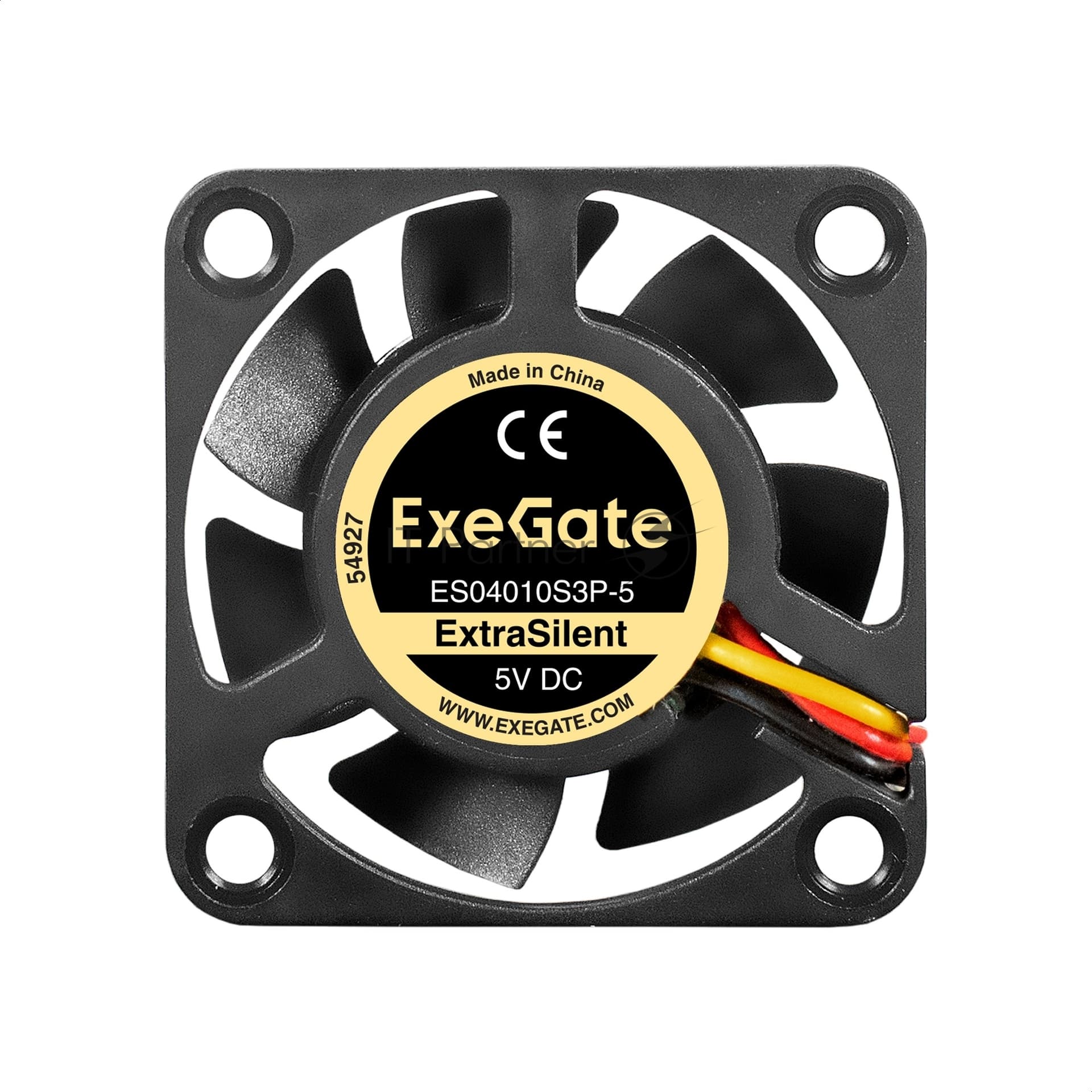 Вентилятор для корпуса ExeGate ExtraSilent ES04010S3P-5 черный, 40 мм, 4500 об/мин, 22 дБ, 3 pin