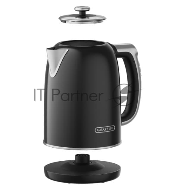 Чайник электрический Galaxy Line GL 0360 1.7 л, 2200 Вт, черный корпус: нерж.сталь/пластик