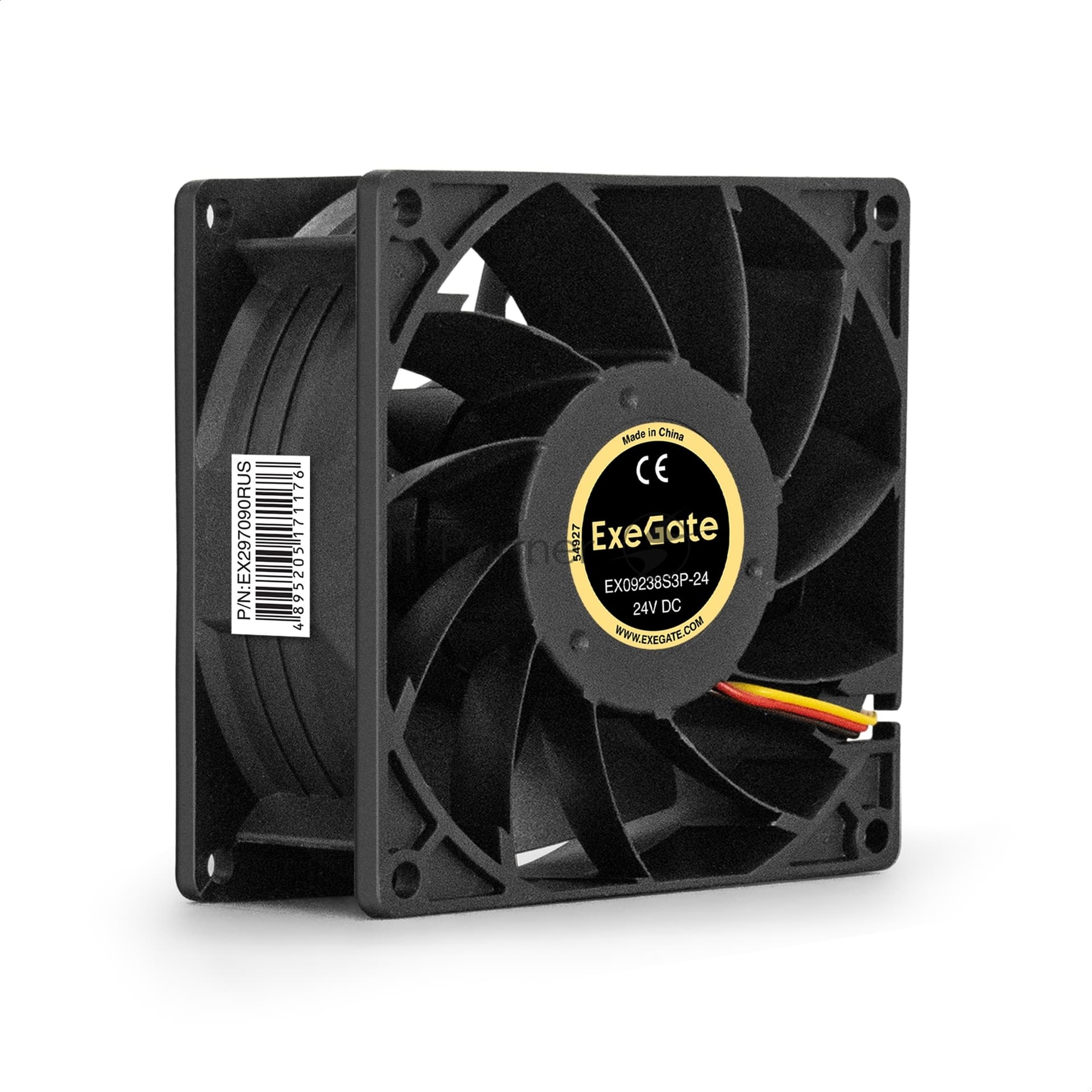Вентилятор для корпуса ExeGate EX09238S3P-24 черный, 92 мм, 4500 об/мин, 48.3 дБ, 3 pin