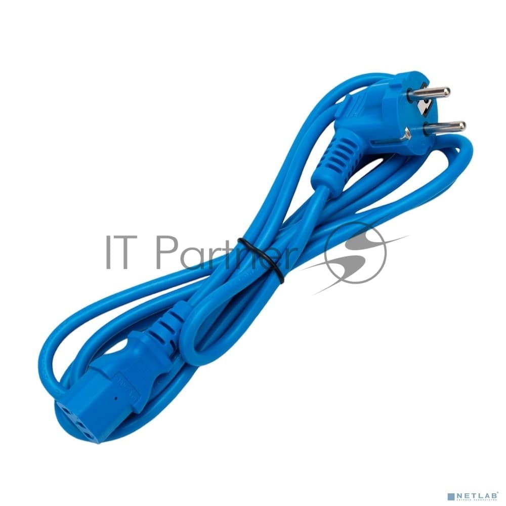 Кабель питания Cablexpert PC-186-VDE-B-1.8M, Schuko-C13, 3x0.75мм2, 10A, с заземлением, медь, 1.8м, синий, пакет
