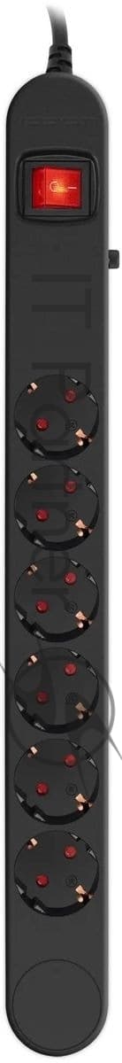 Сетевой фильтр Ippon NF-EU-1.8-10 1.8 м, 6 розеток, черный, коробка