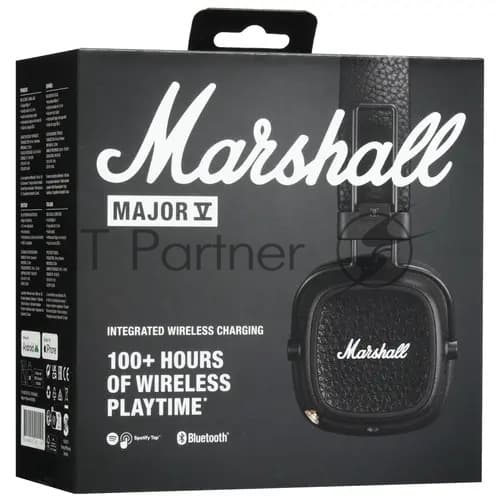 Беспроводные/проводные наушники Marshall Major V черный, накладные, Bluetooth + проводной, беспроводная зарядка, до 100 ч