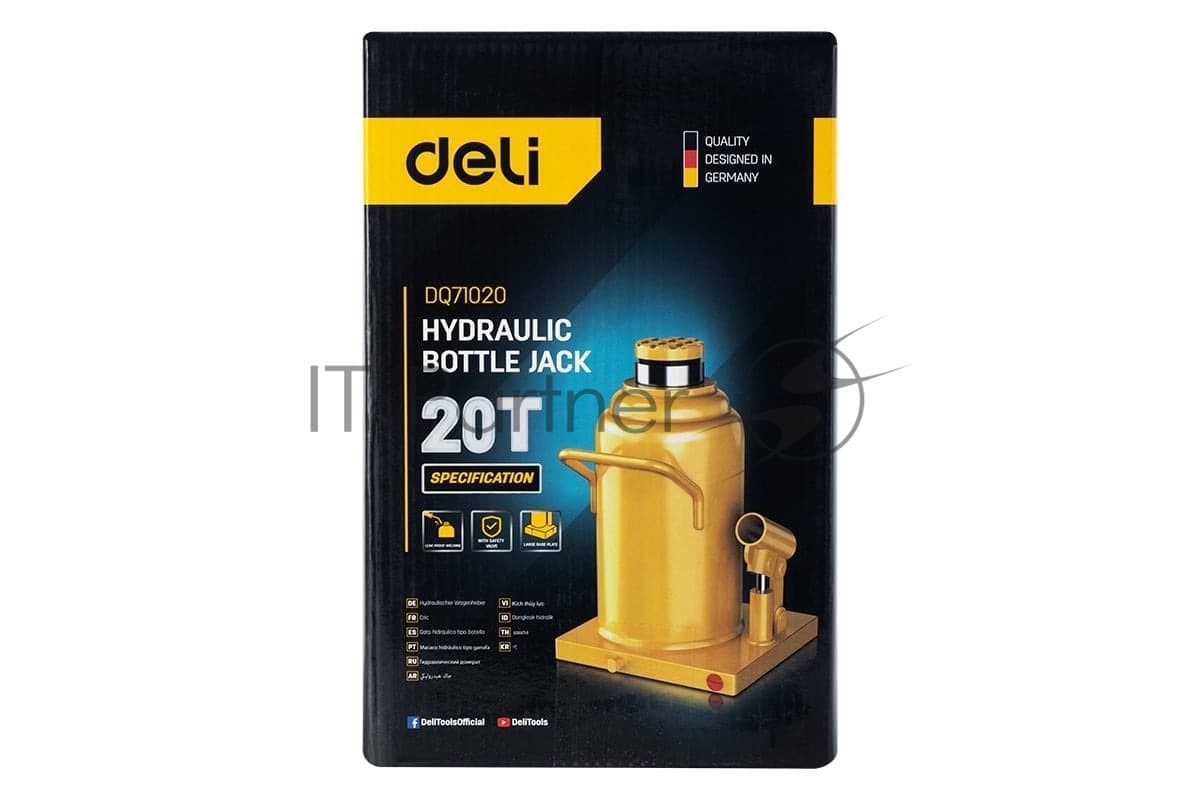 Домкрат бутылочный гидравлический Deli DQ71020 макс.грузоподъемность 20 т