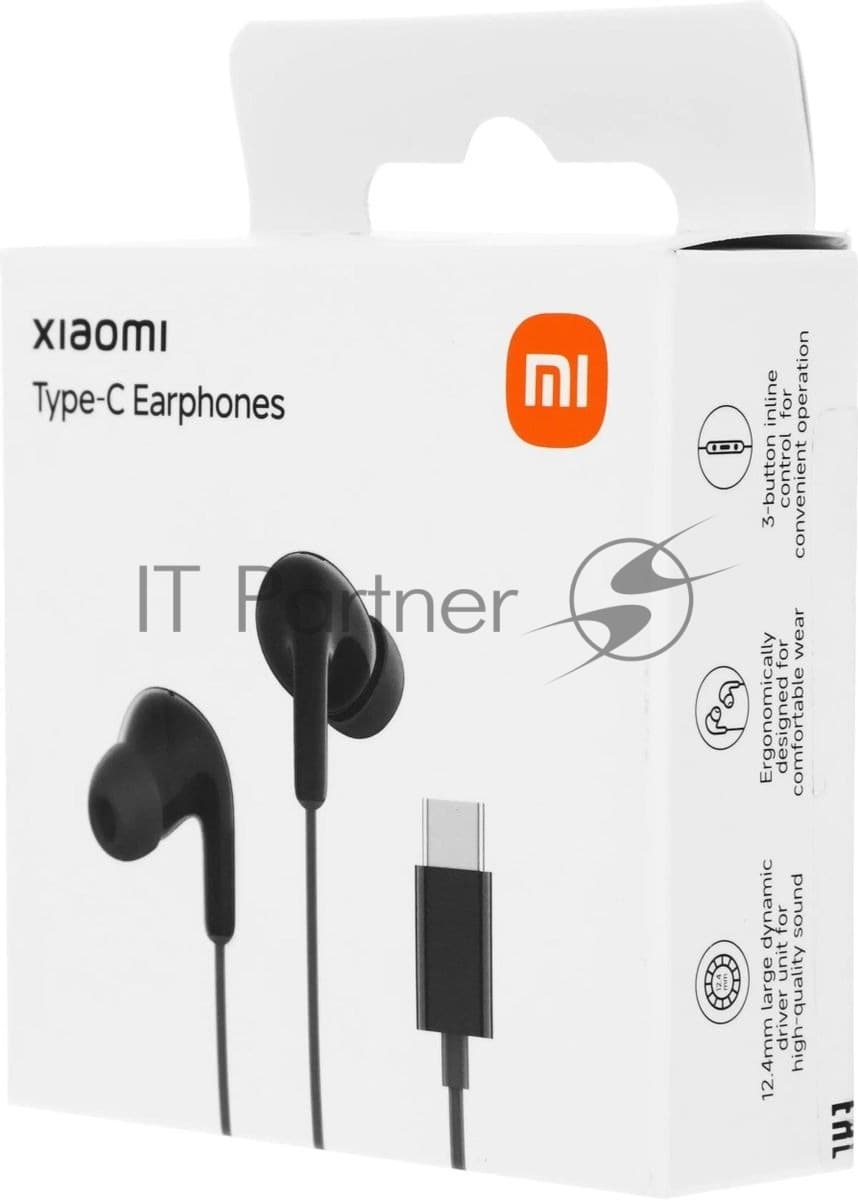 Проводные наушники Xiaomi Type-C Earphones черный, внутриканальные, USB Type-C