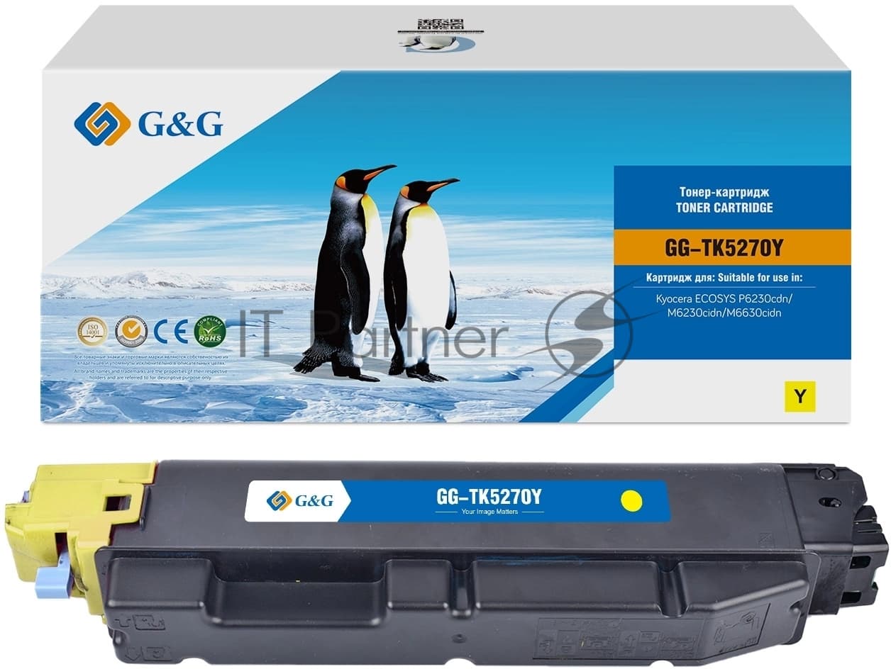 Картридж лазерный G&G GG-TK5270Y TK5270Y желтый (6000стр.) для Kyocera ECOSYS P6230cdn/M6230cidn/M6630cidn с чипом