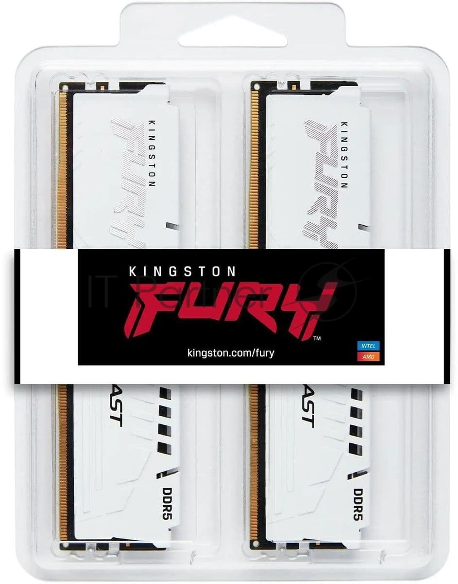 Память оперативная/ Kingston 64GB 5200MT/s DDR5 CL40 DIMM (Kit of 2) FURY Beast White XMP