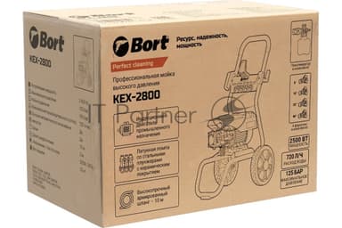 Мойка высокого давления Bort KEX-2800 2500 Вт, максимальное давление 125 бар, рабочее давление 105 бар, 12 л/мин, 23 кг, набор аксессуаров 10шт