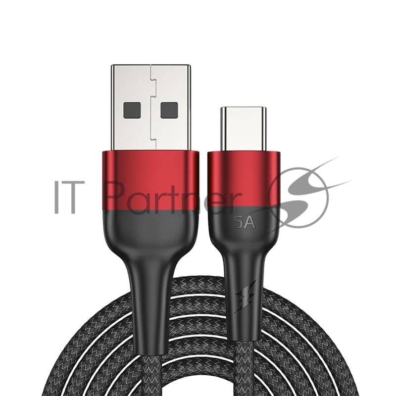 Кабель Rexant USB-A - Type-C, 5А, 50Вт, 1м, в черной нейлоновой оплетке