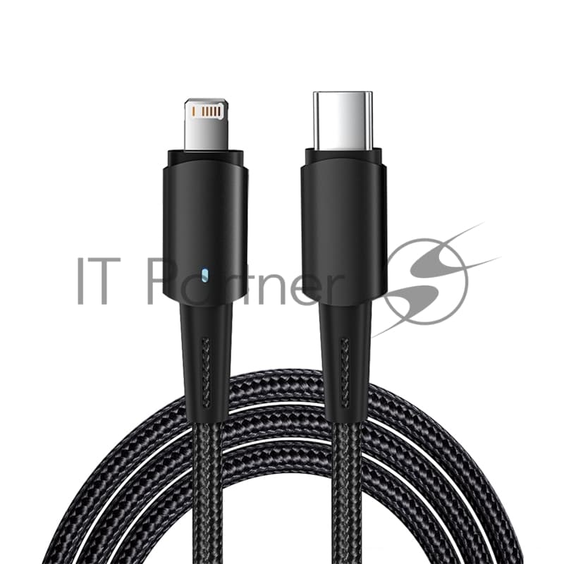 Кабель Rexant Type-C – Lightning для Apple, 3А, 1м, в черной нейлоновой оплетке, со световой индикацией