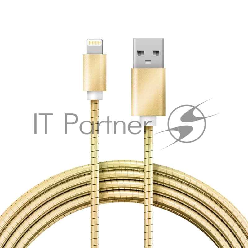 Кабель Rexant USB-A - Lightning для Apple, 2,4А, 1м, в золотой металлической оплетке