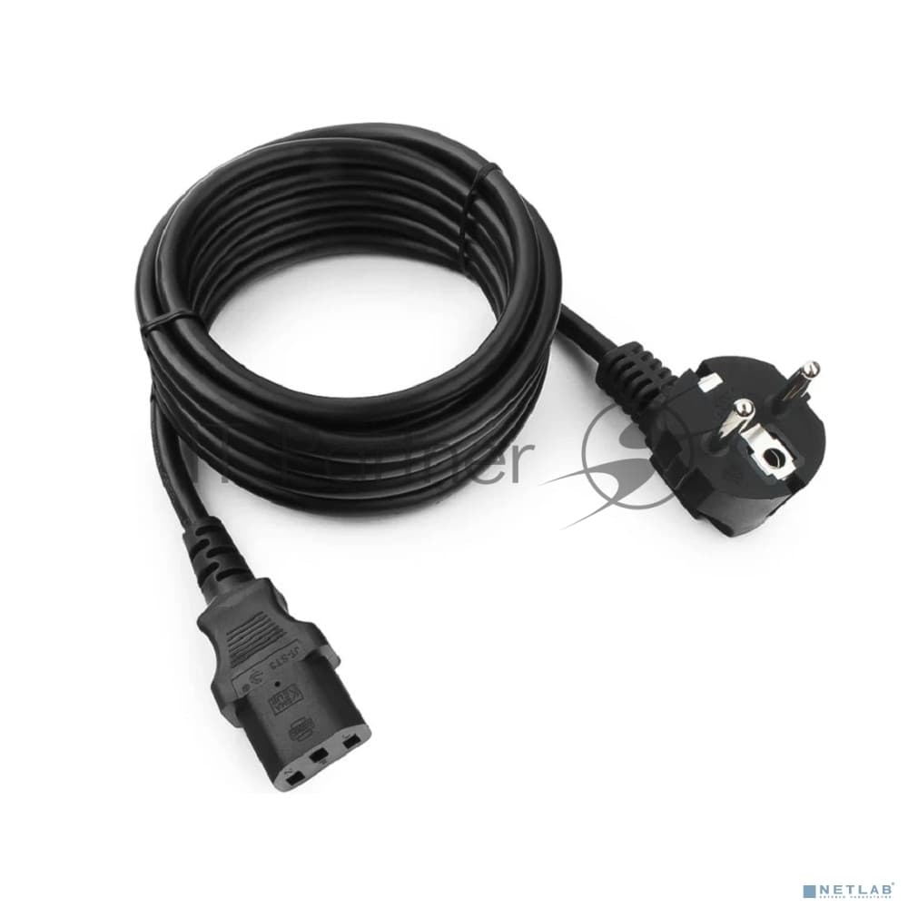 Кабель питания Cablexpert PC-186-1.5-3M, Schuko-C13, 3x1.5мм2, 10A, с заземлением, медь, 3м, черный, пакет