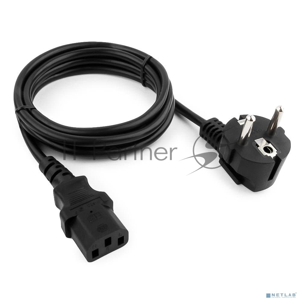 Кабель питания Cablexpert PC-186-1.5-1.5M, Schuko-C13, 3x1.5мм2, 10A, с заземлением, медь, 1.5м, черный, пакет