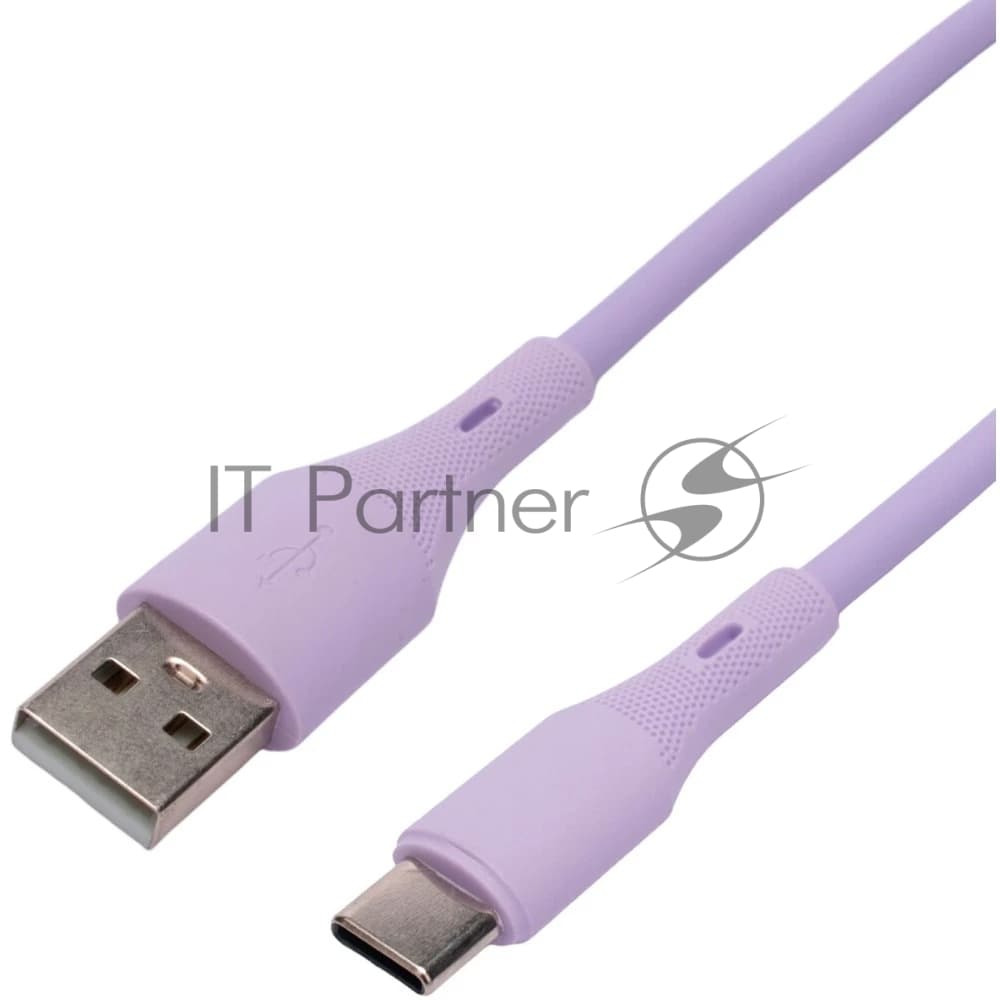 Кабель USB2.0 Cablexpert CC-USB2S-AMCM-1M-V AM/Type-C, 3А, 18Вт, QC3.0, силиконовый, медь, 1м, фиолетовый, пакет