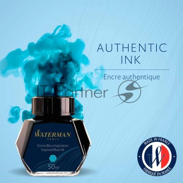 Флакон с чернилами Waterman (CWS0110810) Inspired Blue чернила, 50мл для ручек перьевых