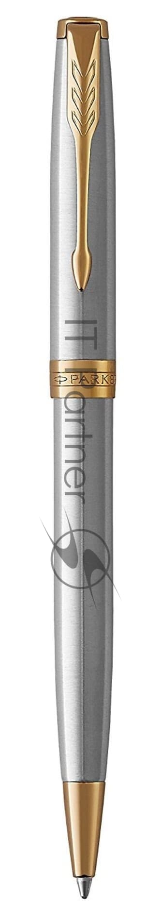 Ручка шариковая Parker Sonnet Core K527 (CW1931507) Stainless Steel GT, M, черные чернила, подарочная коробка