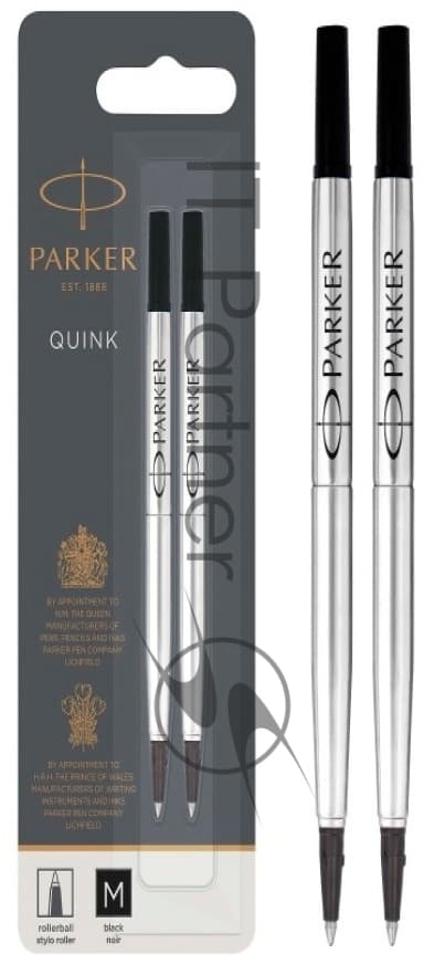 Стержень роллер Parker Quink Z01 (CW1950325) M 0.7мм, черные чернила, блистер (2шт)