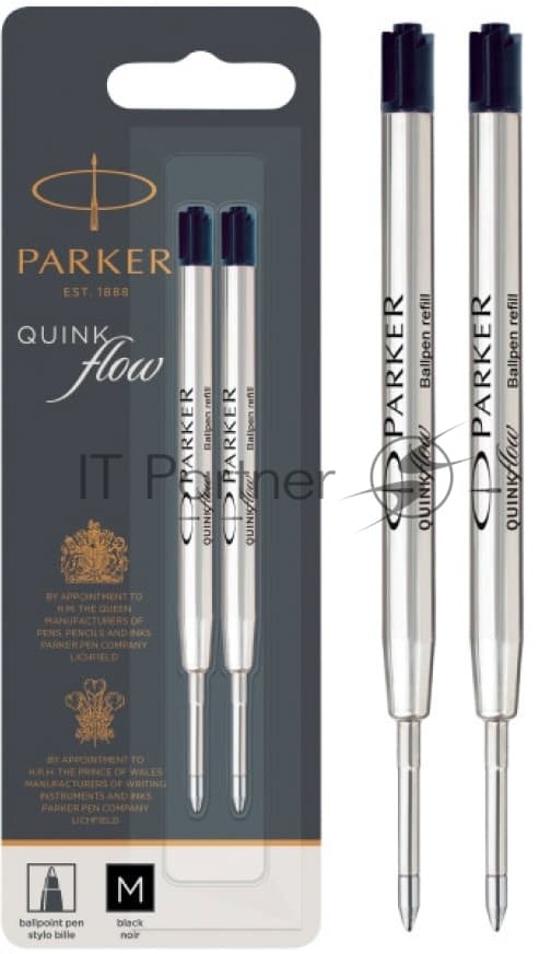 Стержень шариковый Parker QuinkFlow Z08 (CW1950372) M 1мм, черные чернила, блистер (2шт)