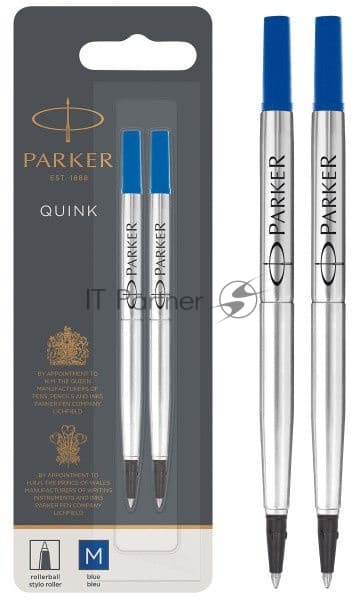 Стержень роллер Parker Quink Z01 (CW1950327) M 0.7мм, синие чернила, блистер (2шт)