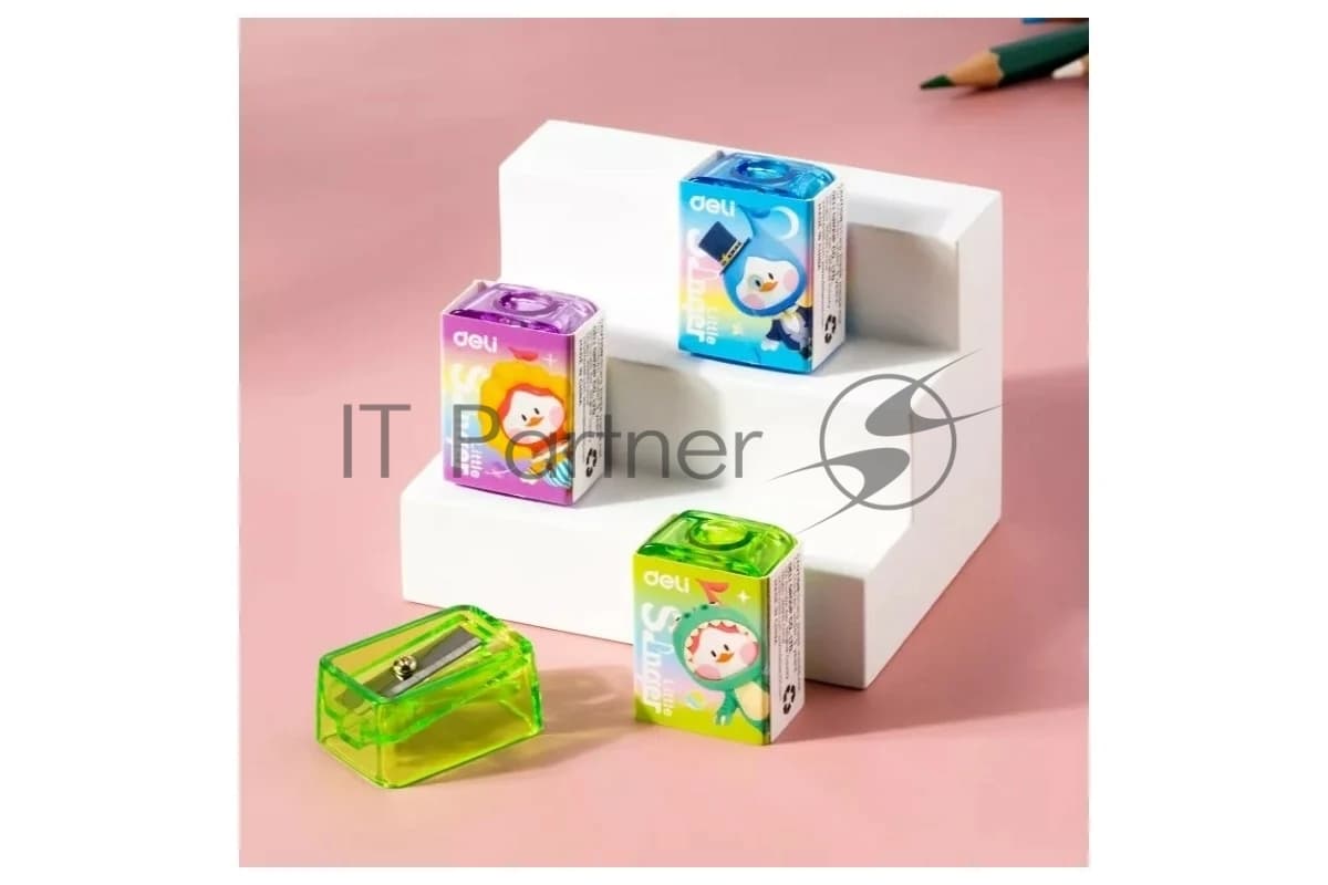 Точилка для карандашей ручная Deli EH552 Little Singer 1 отверстие пластик ассорти коробка