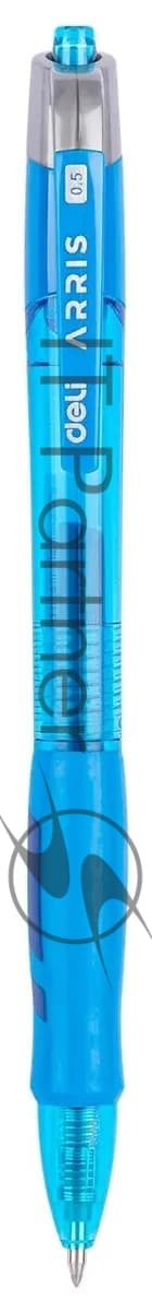 Ручка гелевая автоматическая Deli Arris EG08-BL прозрачный/голубой, d=0.5мм, синие чернила, резиновая манжета