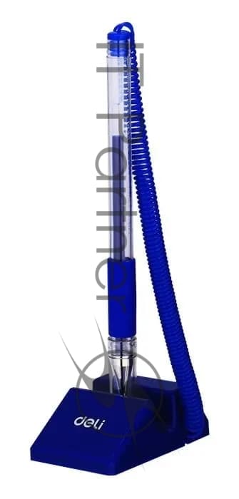 Ручка гелев. Deli Daily E6791blue прозрачный d=0.5мм син. черн. на подставке линия 0.35мм резин. манжета