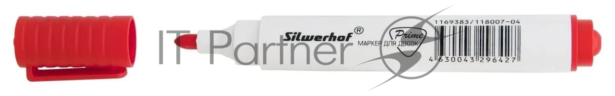 Маркер для досок Silwerhof Prime, пулевидный пишущий наконечник, 1-3мм, красный