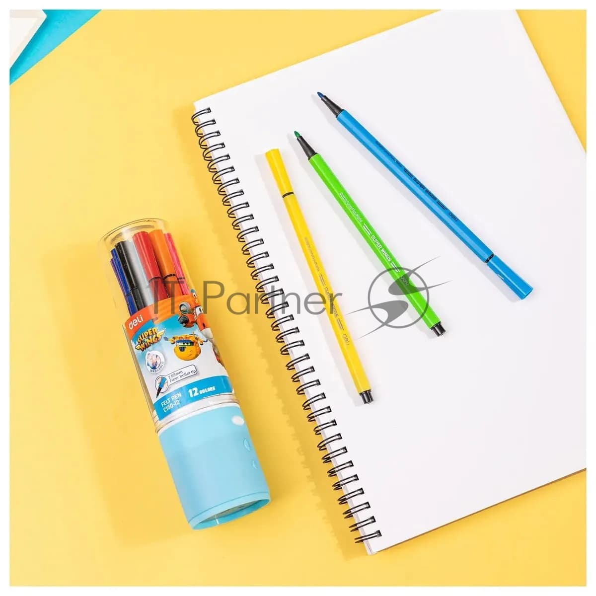 Фломастеры Deli EC150-12 Super Wings 12цв. пластиковая туба