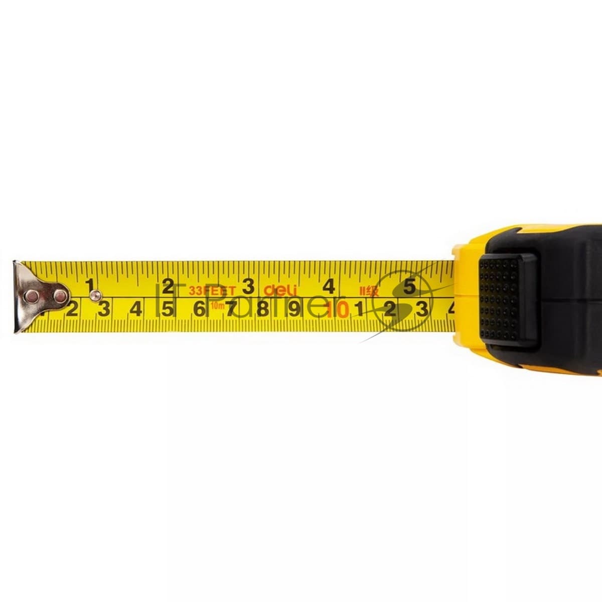 Рулетка Deli DL3799 10м*25мм, Автостоп, ударопрочный корпус, метрическая