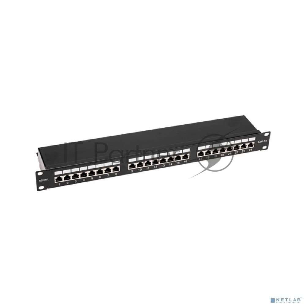 Панель коммутационная Rexant 19", 1U, 24 порта, F/UTP, RJ-45, CAT 5e PRO